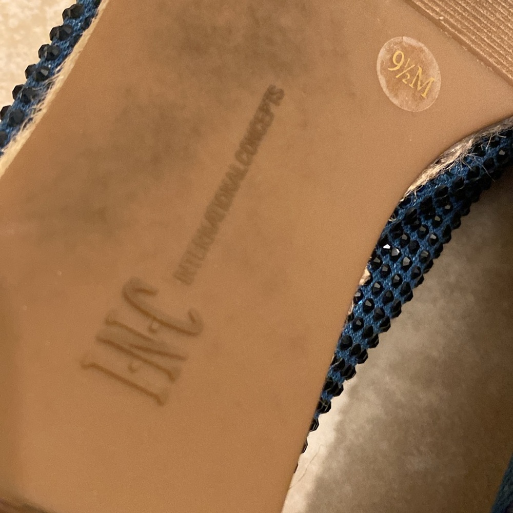 INC international concept rhinestone Navy flat loafers - Picture 6 of 8